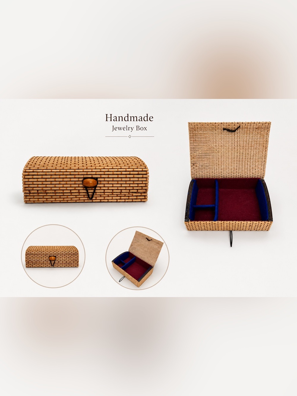 Handmade Woven Jewelry Box Organizer | Boho Storage Keepsake Box
